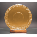 Citrus Yellow Bi-Textured Apollo Platter w/ Recycled Wood Base - Glass
